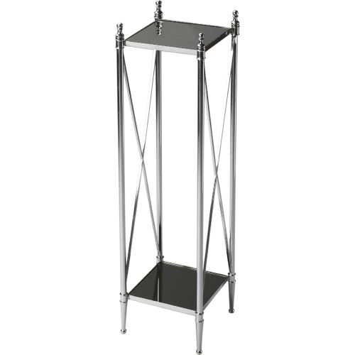 Modern Expressions Pedestal Plant Stand in Aluminum, Glass & Iron