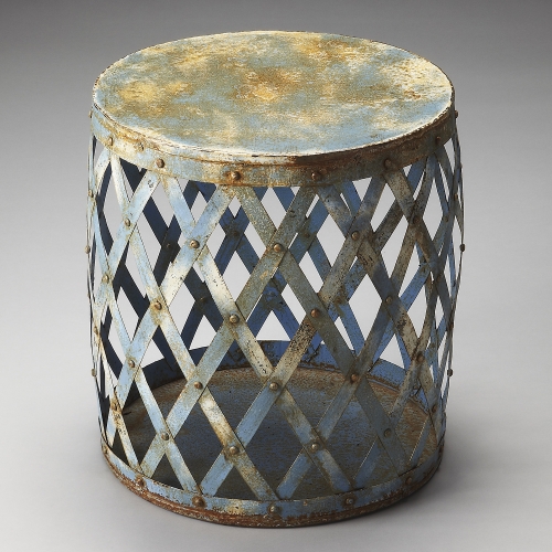 Bangor Bunching Side Table in Distressed Blue Iron
