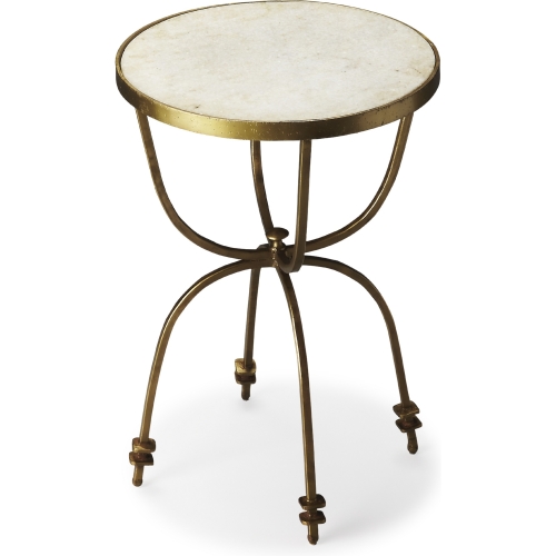 Metalworks Accent Table in Iron & Marble