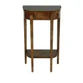 Wendell 17.5" Demilune Console Table with Shelf in Brown Burl Wood