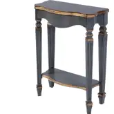 Cheshire Ballerina Console Table with Shelf in Distressed Blue Finish & Gold Wood