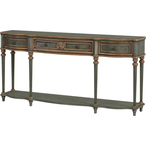 Peyton 72" 3-Drawer Console Table with Shelf in Pastel Green Wood