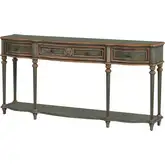 Peyton 72" 3-Drawer Console Table with Shelf in Pastel Green Wood