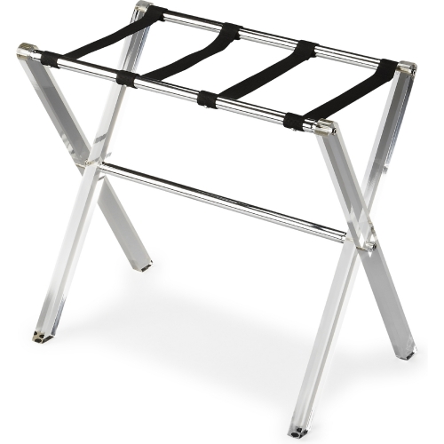 Crystal Clear Folding Luggage Rack in Acrylic & Chrome