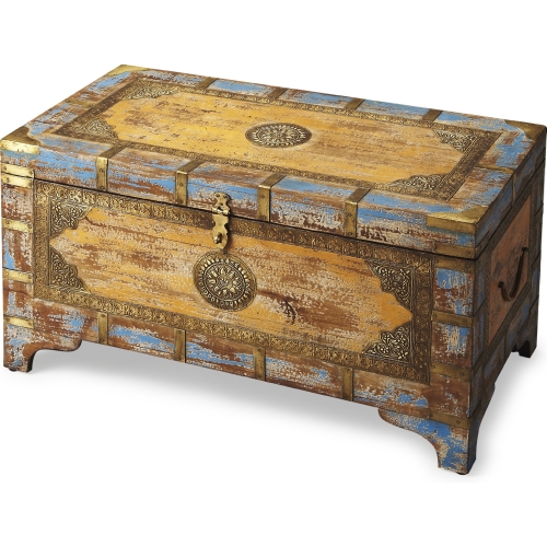 Nador Painted Brass Inlay Storage Trunk