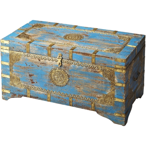 Neela Painted Brass Inlay Storage Trunk