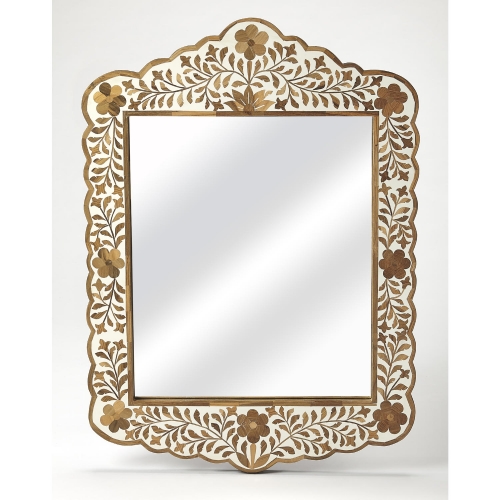 Vivienne Wall Mirror in Wood & Bone Inlay
