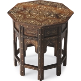 Wood & Bone Inlay Accent Table