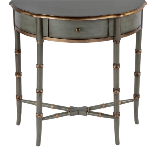 Skilling Demilune 1 Drawer Console Table in Green Wood