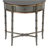 Skilling Demilune 1 Drawer Console Table in Green Wood