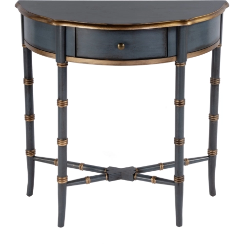 Skilling Demilune 1 Drawer Console Table in Blue Wood