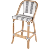 Lila Bar Stool in Gray & White Poly Rattan & Distressed Natural Rattan