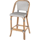 Lila Bar Stool in Black & White Poly Rattan & Distressed Natural Rattan