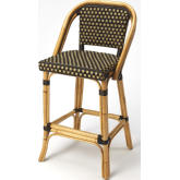 Lila Bar Stool in Brown & White Stripe Poly & Rattan