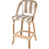 Lila Bar Stool in Beige & White Poly Rattan & Distressed Natural Rattan