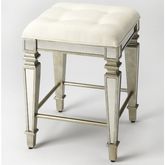 Celeste Counter Stool in Ivory Fabric & Antique Mirror