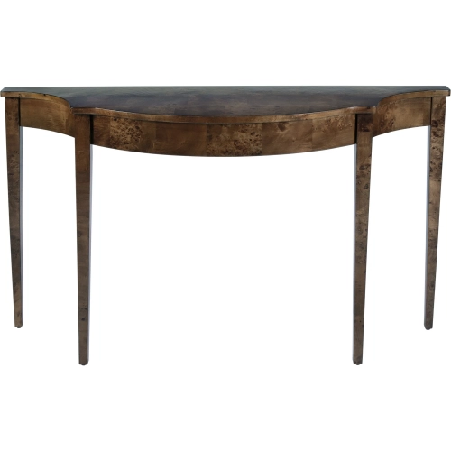 Chester 54" Demilune Traditional Console Table in Brown Wood