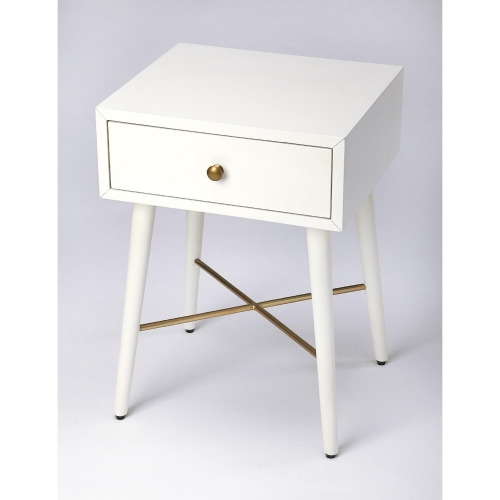 Delridge End Table in White Wood & Gold Metal