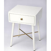 Delridge End Table in White Wood & Gold Metal