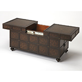 Dennard Faux Leather Trunk Cocktail Table