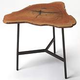 Ipswich Live Edge Side Table in Multicolor Wood & Iron