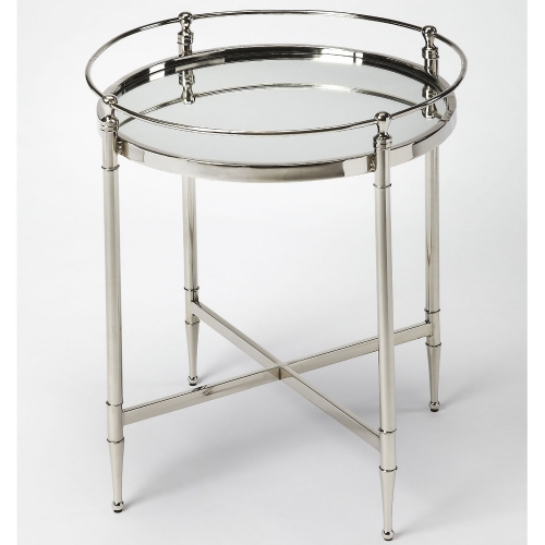 Crosby End Table in Stainless Steel & Mirror
