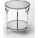 Jolene Round End Table in Aluminum & Mirror