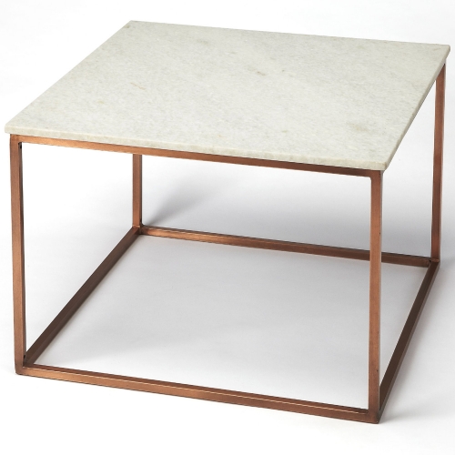 Holland Coffee Table in White Marble & Copper Iron