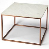 Holland Coffee Table in White Marble & Copper Iron