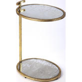 Ciro Side Table Antique Gold Leaf Metal & Mirror