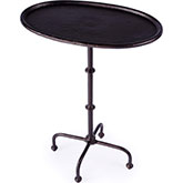 Kealy Outdoor Metal Pedestal Side Table in Bronze