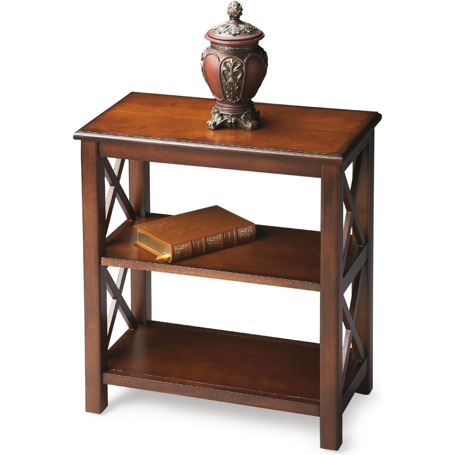 Butler 4105024 Vance 2 Shelf Bookcase in Cherry Dark Brown Finish Wood