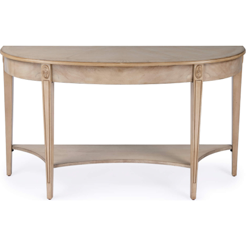 Astor 54" Demilune Console Table in Antique Beige Finish Wood