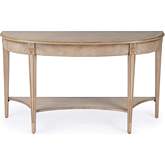 Astor 54" Demilune Console Table in Antique Beige Finish Wood