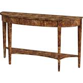 Astor 54" Demilune Console Table in Traditional Burl Light Brown Finish wood