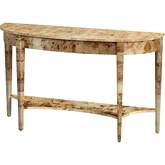 Astor 54" Demilune Console Table in Light Burl Brown Finish wood