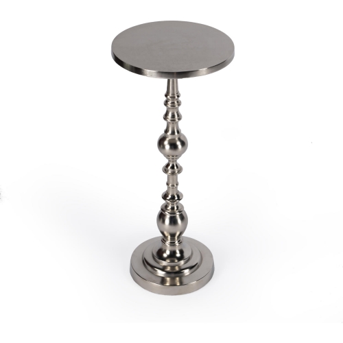 Darien Round Pedestal End Table in Polished Nickel Aluminium
