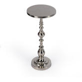 Darien Round Pedestal End Table in Polished Nickel Aluminium