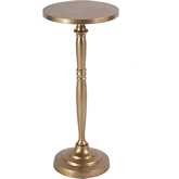Langford Indoor 10" Round Pedestal Base Side Table in Antique Gold Aluminum