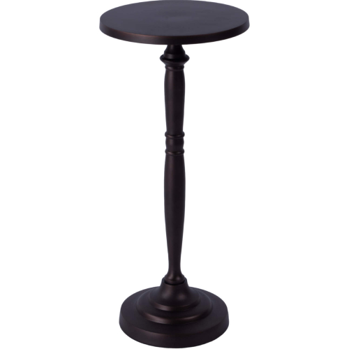 Landon 10" Outdoor Round Pedestal Side Table in Bronze Metal