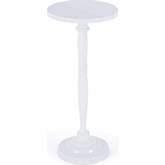 Landon 10" Outdoor Round Pedestal Side Table in Ivory Metal