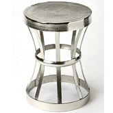 Broussard Industrial Chic End Table in Hammered Silver Aluminum