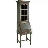 Newlark 2-Drawer 1-Door Secretary Desk in Pastel Green Wood & Glass