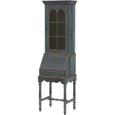 Newlark 20" 2 Drawer 1 Door Secretary Desk in Pastel Blue Wood & Glass