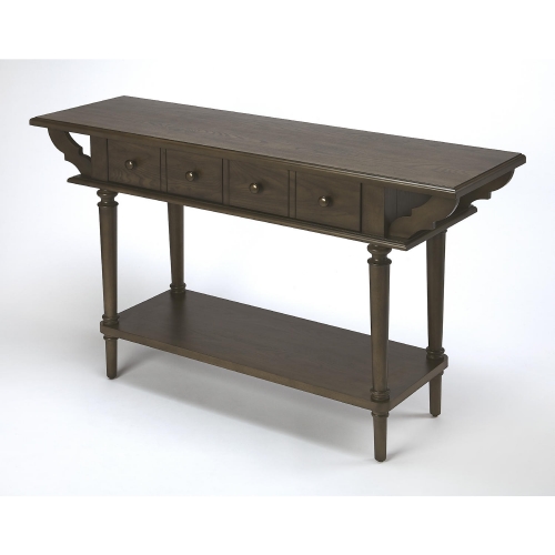 Talia Console Table in Dark Coffee Brown Finish Wood