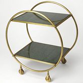 Orian Serving Table in Green Marble & Iron