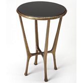 Flavio End Table in Black Granite & Antique Bronze Aluminum