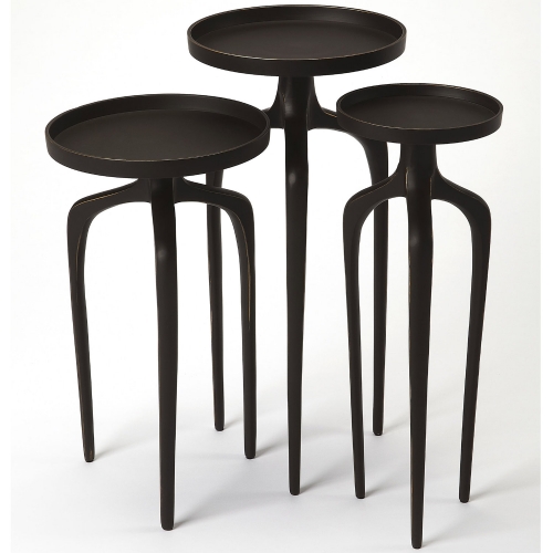 Franco Scatter Table Set in Distressed Black Aluminum