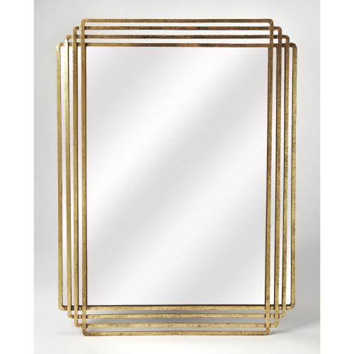 Uptown Rectangular Wall Mirror in Antique Gold