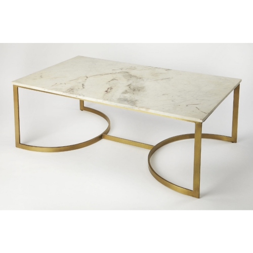 Corsini Coffee Table in White Marble & Gold Metal